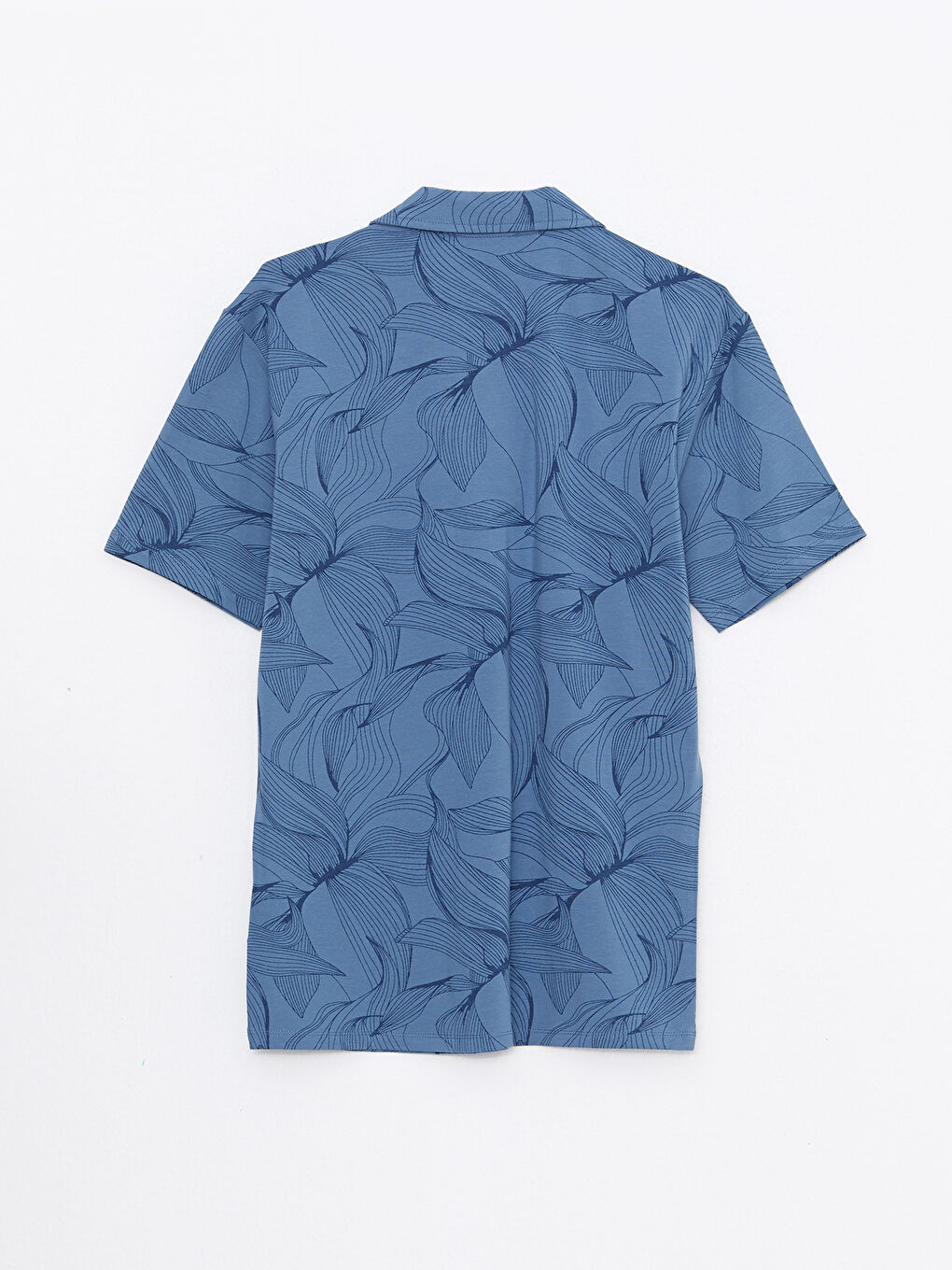 Mavi Resort Yaka Kısa Kollu Desenli Penye Erkek Tişört-6