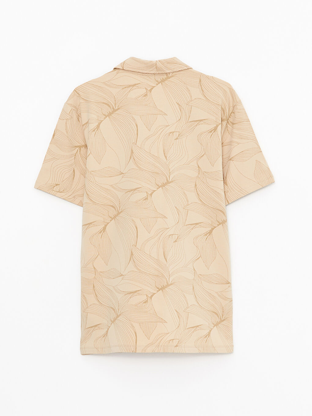 Resort Collar Short Sleeve Patterned Combed Cotton Men's T-Shirt-6