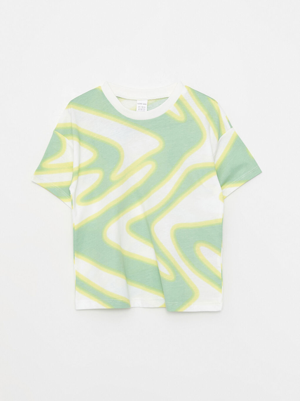 Ekru Bisiklet Yaka Kısa Kollu Desenli Pamuklu Erkek Bebek Tişört-2