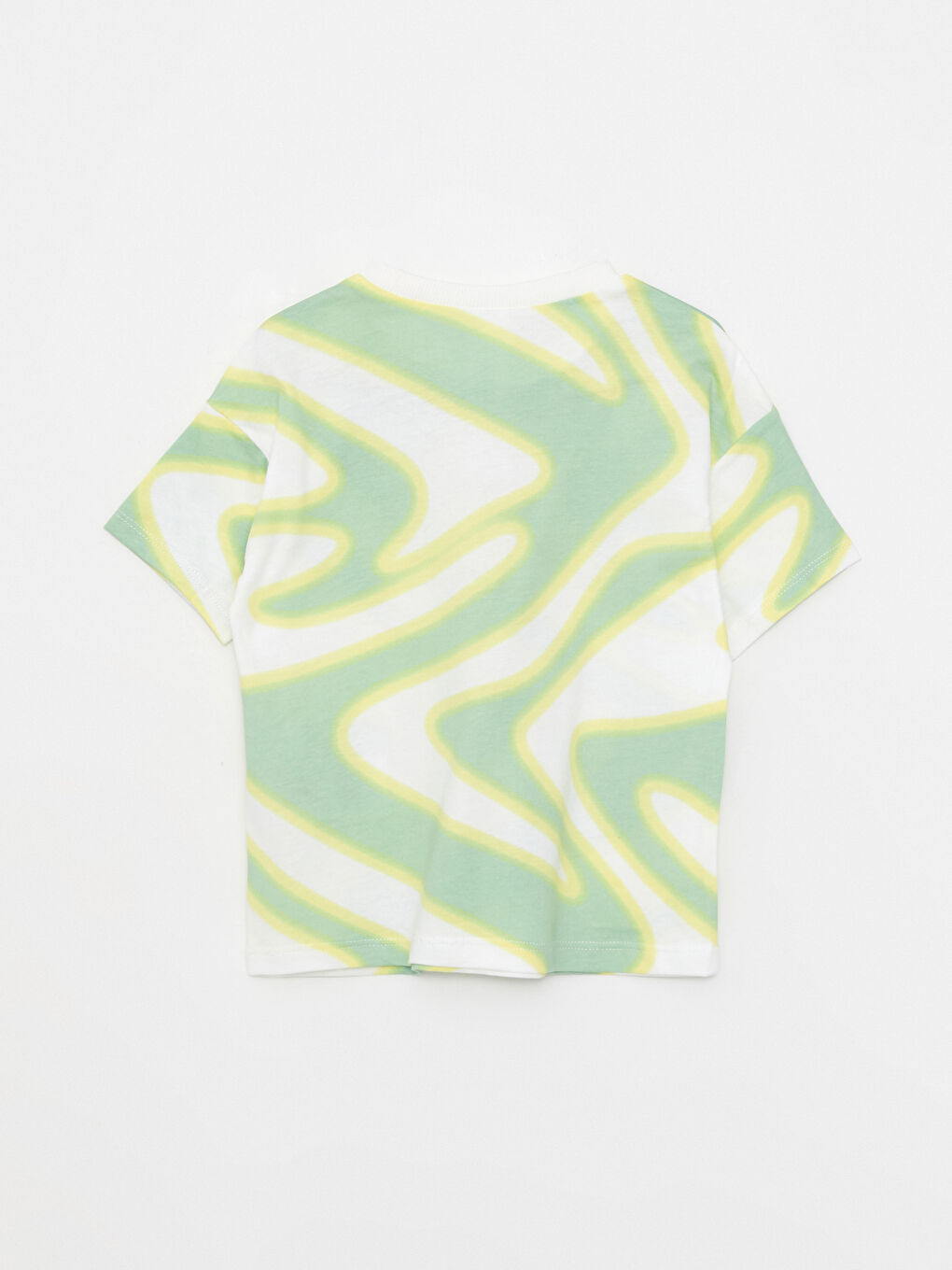 Ekru Bisiklet Yaka Kısa Kollu Desenli Pamuklu Erkek Bebek Tişört-3