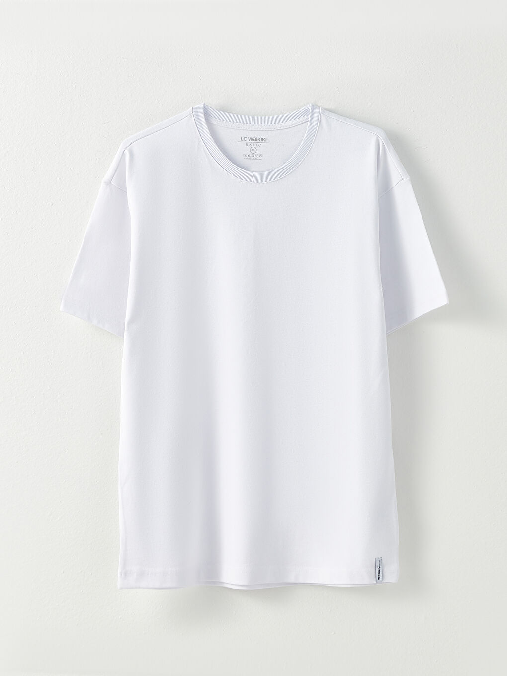 Beyaz Oversize Bisiklet Yaka Kısa Kollu Penye Erkek Tişört-5