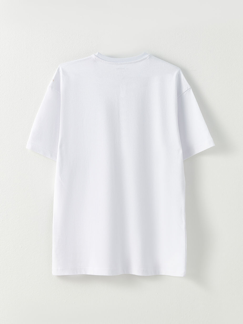 Beyaz Oversize Bisiklet Yaka Kısa Kollu Penye Erkek Tişört-6