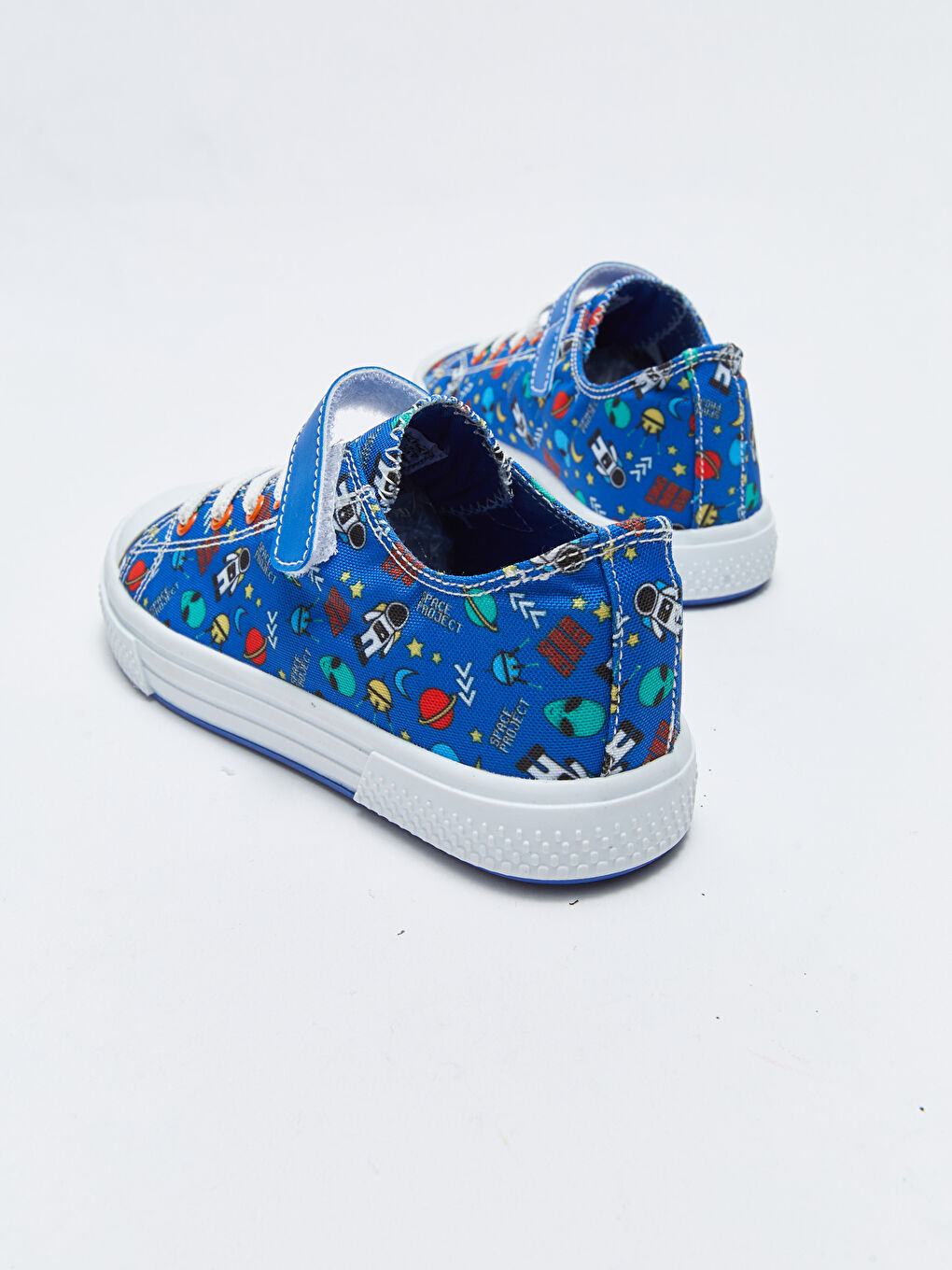 Mavi Baskılı Bağcıklı Cırt Cırtlı Erkek Çocuk Spor Ayakkabı-4