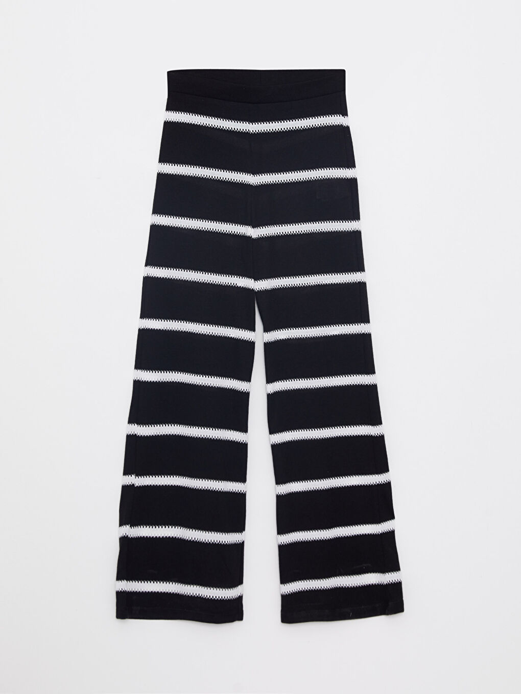 Elasticated Waist Striped Wide Leg Women's Trousers-9