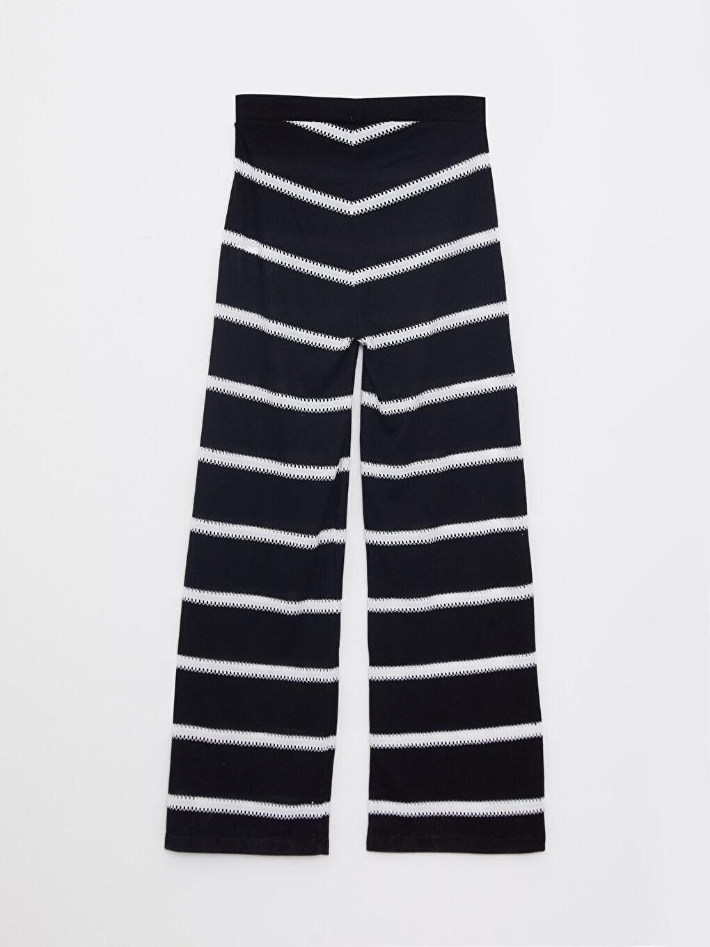 Elasticated Waist Striped Wide Leg Women's Trousers-10