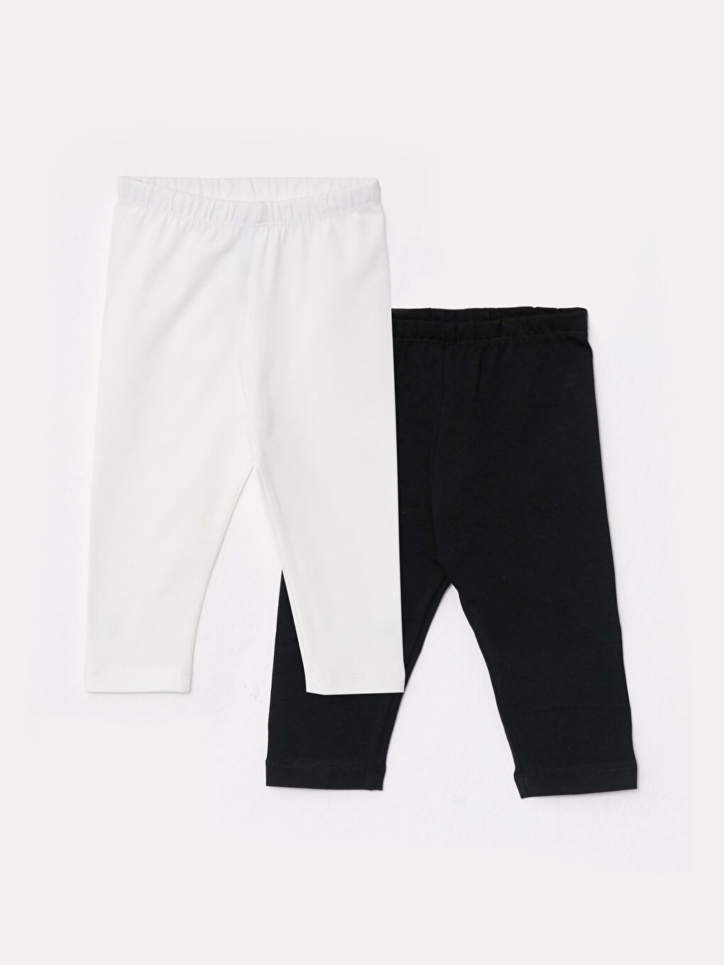 Leggings Bébé Fille Basiques en Coton avec Taille Élastique Lot de 2