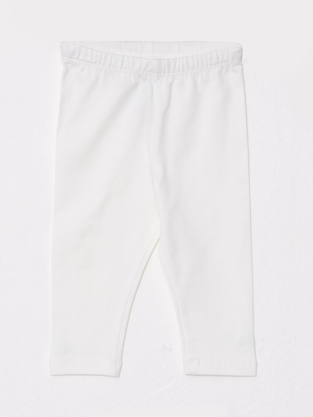 Ekru Beli Lastikli Basic Pamuklu Kız Bebek Tayt 3'lü-2