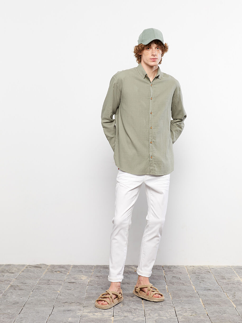 Beyaz Slim Fit Erkek Jean Pantolon