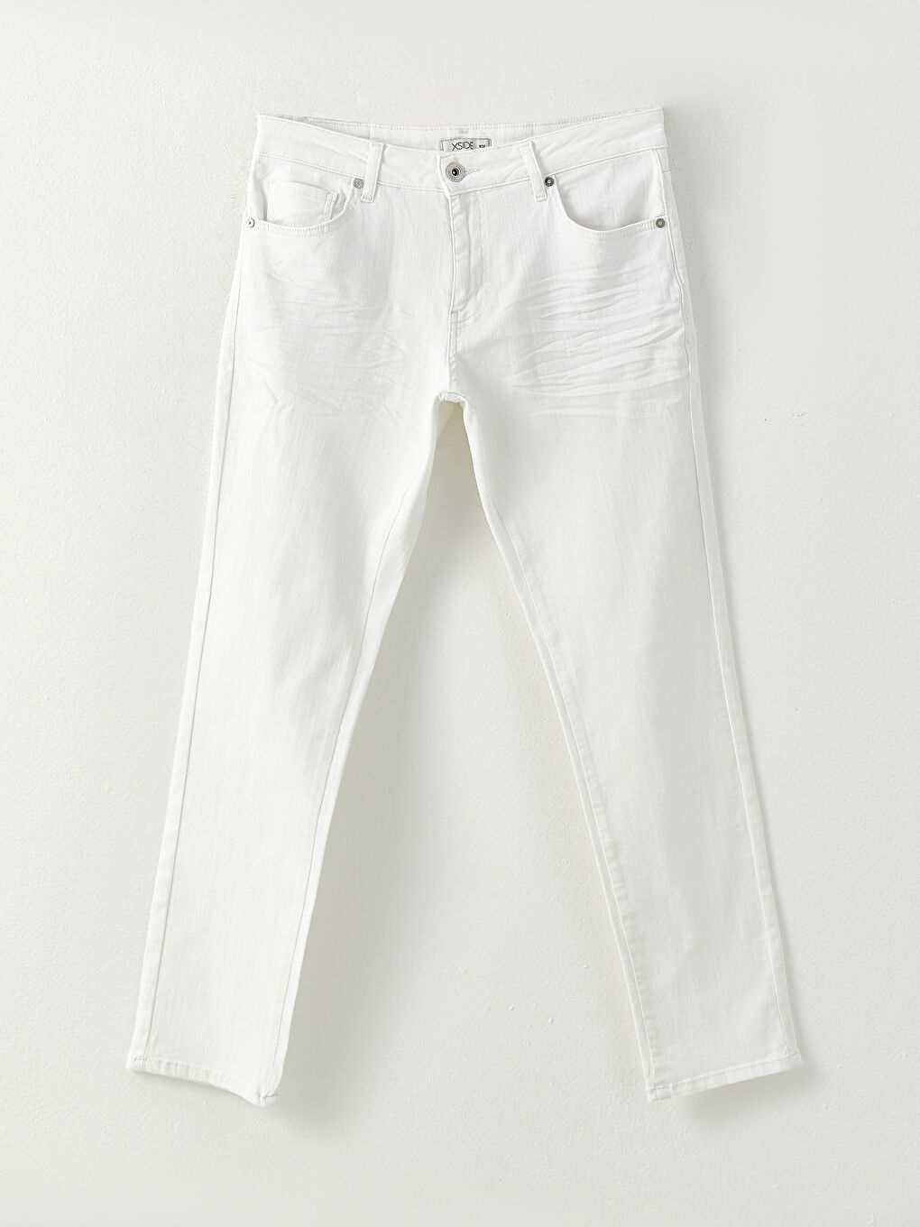 Beyaz Slim Fit Erkek Jean Pantolon-5