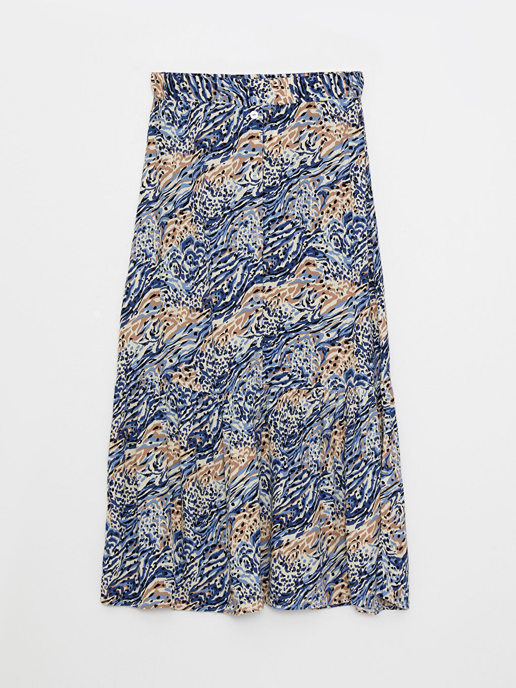 Karışık Beli Lastikli Desenli Krinkle Kumaş Kadın Etek-5