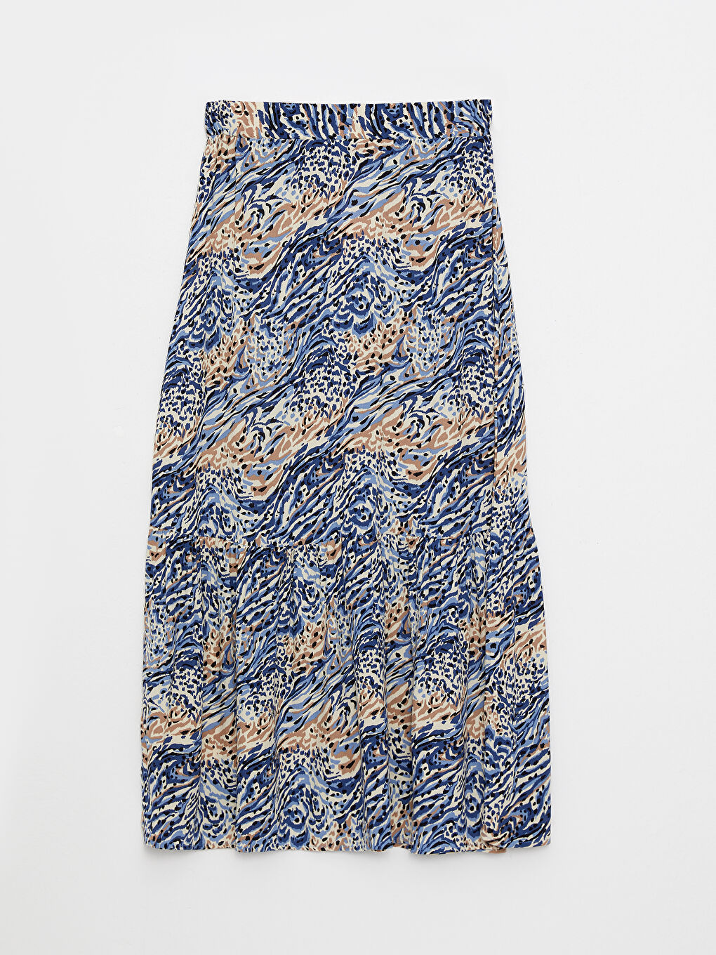 Karışık Beli Lastikli Desenli Krinkle Kumaş Kadın Etek-6