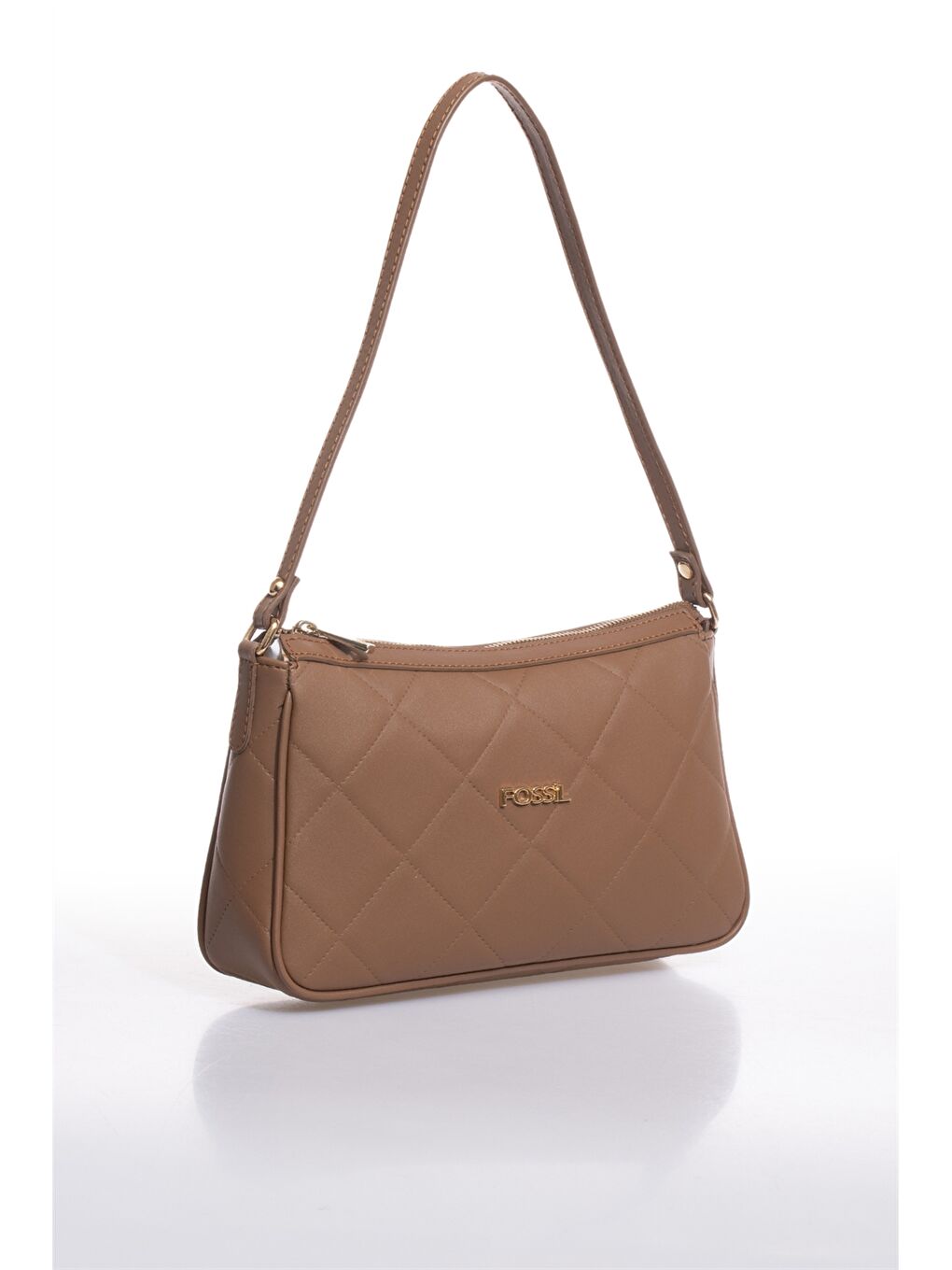 Kahverengi Deri Görünümlü Kapitoneli Kadın Omuz Çantası-1