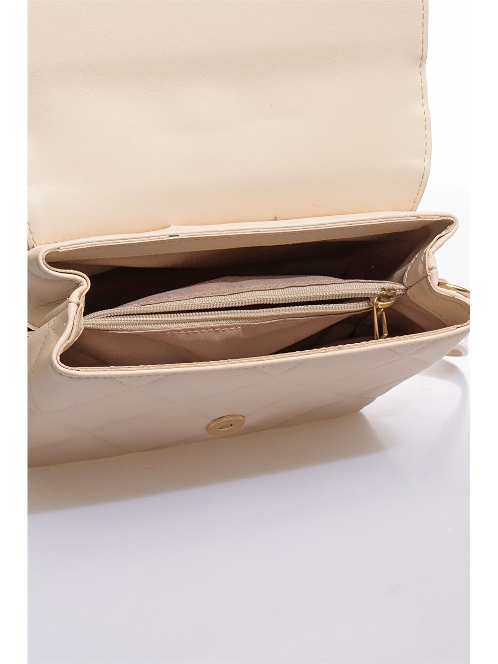 Bej Deri Görünümlü Kadın Omuz Çantası-3