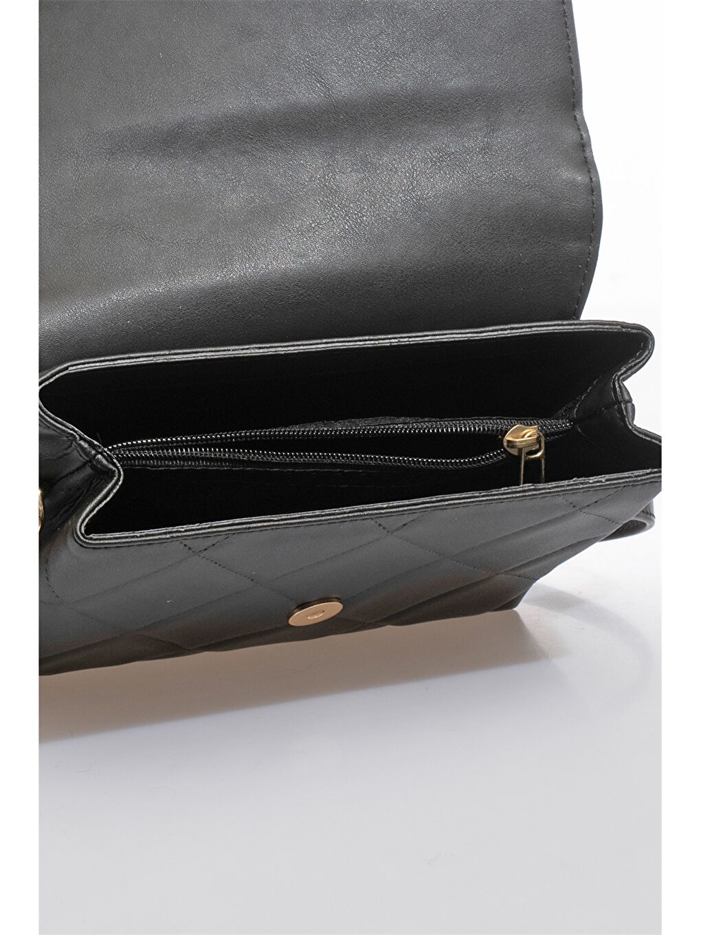 Siyah Deri Görünümlü Kadın Omuz Çantası-3