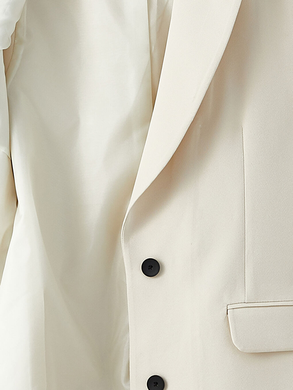 Bej Ceket Yaka Düz Krep Kadın Yelek-6