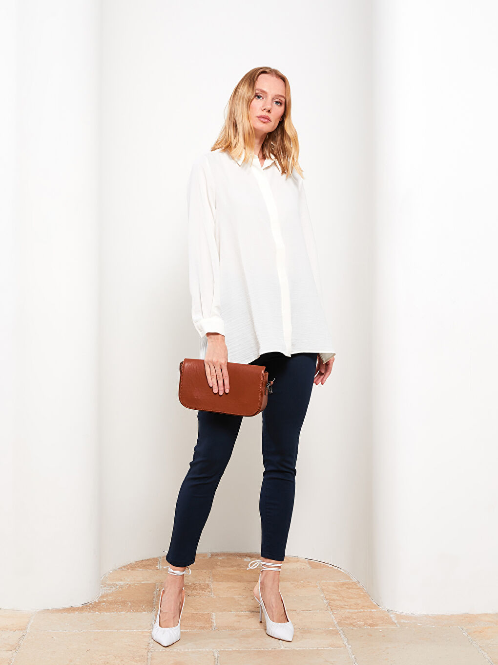 Front Button Closure Long Sleeve Women's Shirt-1