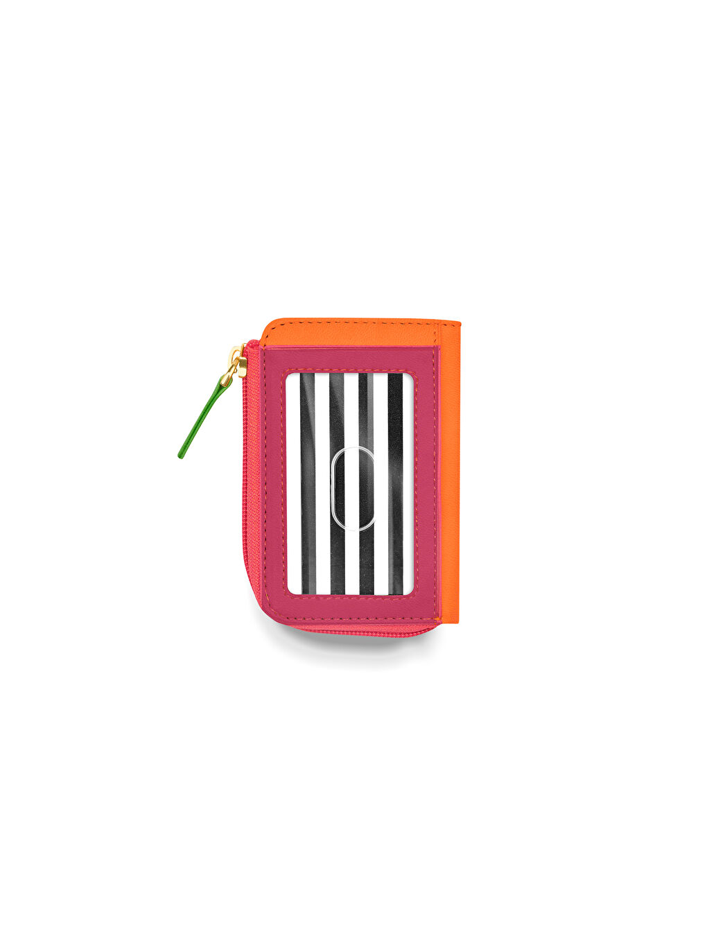 Pembe Renk Bloklu Fermuarlı Kadın Mini Cüzdan-1