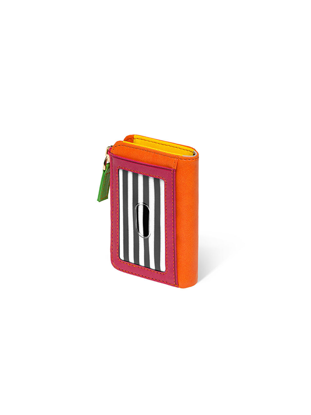 Pembe Renk Bloklu Fermuarlı Kadın Mini Cüzdan-3