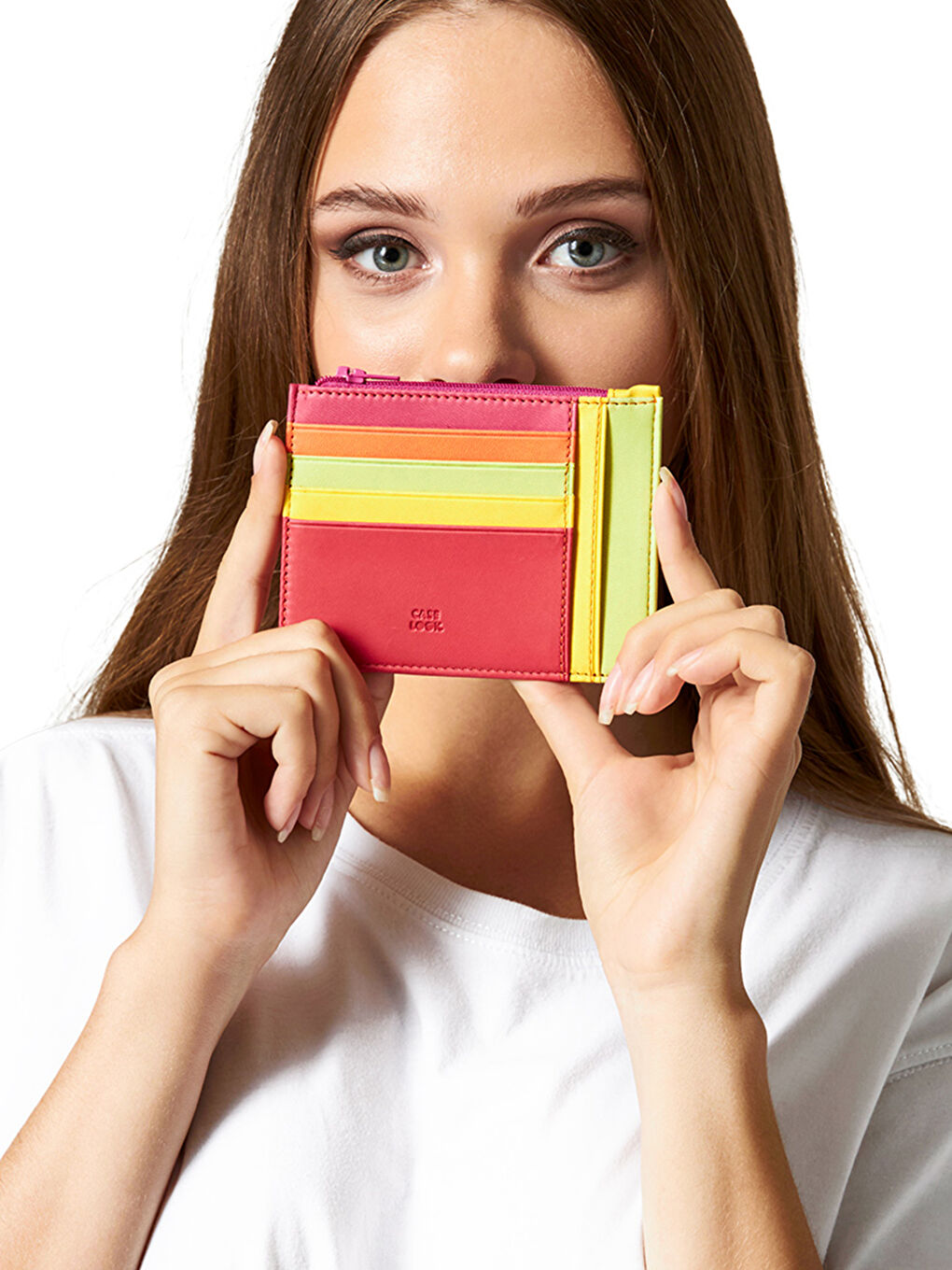 Kırmızı Renk Bloklu Fermuarlı Kadın Kartlık-3