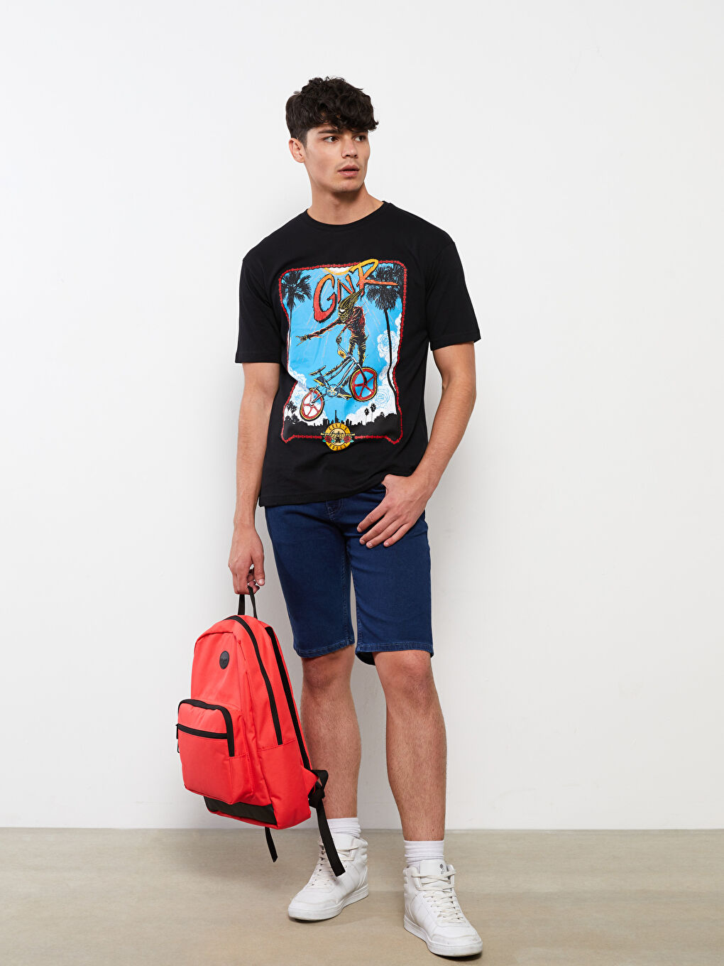 Kırmızı Renk Bloklu Laptop Bölmeli Erkek Sırt Çantası-1