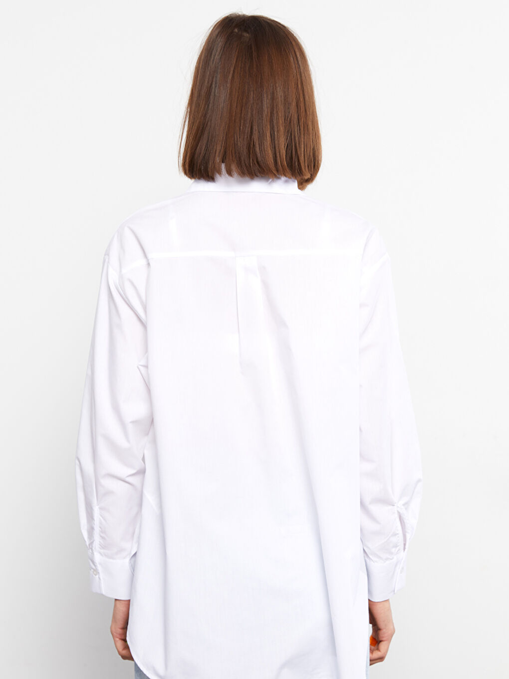 Chemise en Popeline à Boutons, Coupe Régulière, Manches Longues pour Femmes-4