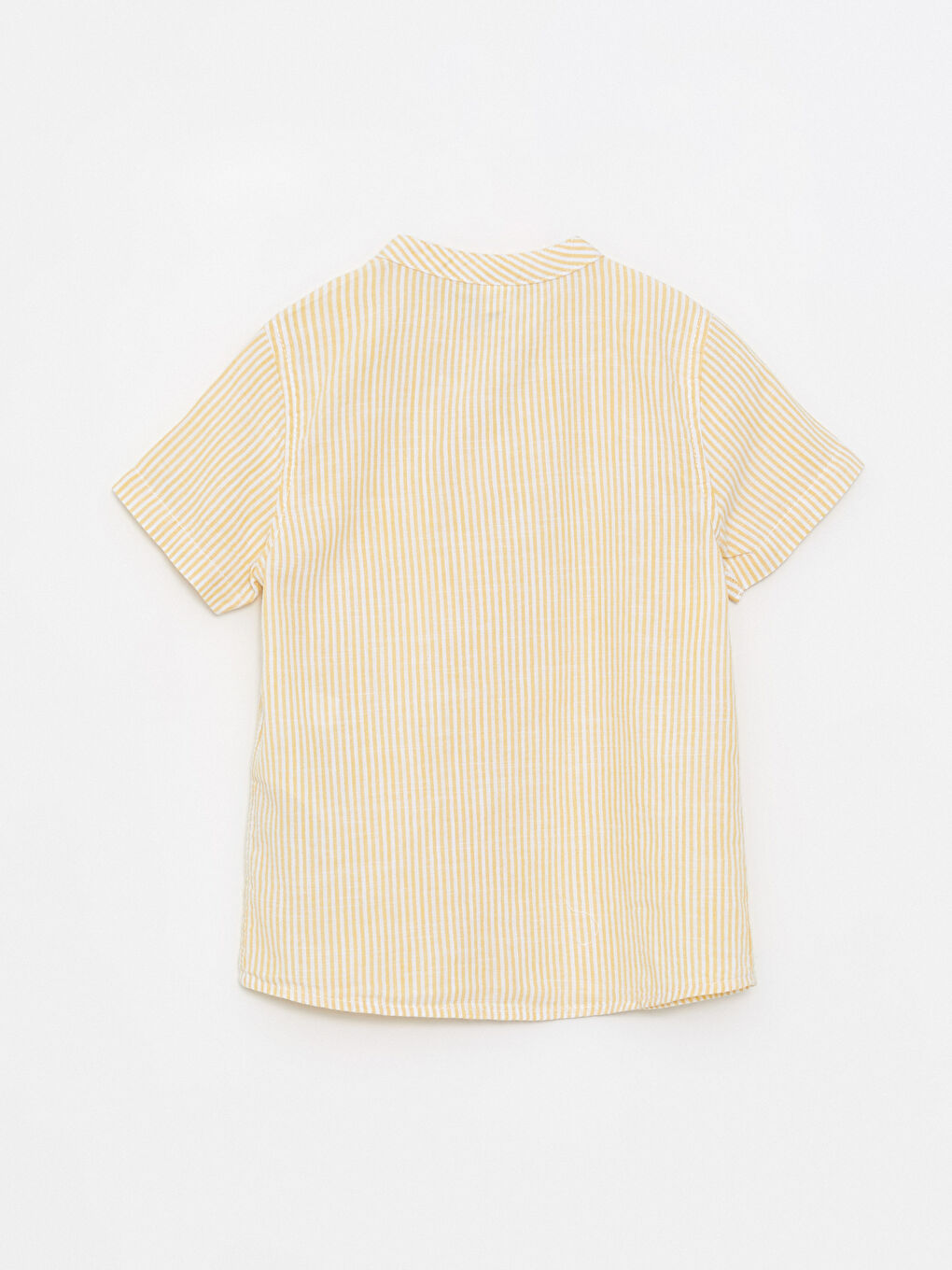 Sarı Hakim Yaka Kısa Kollu Çizgili Pamuklu Erkek Bebek Gömlek-1