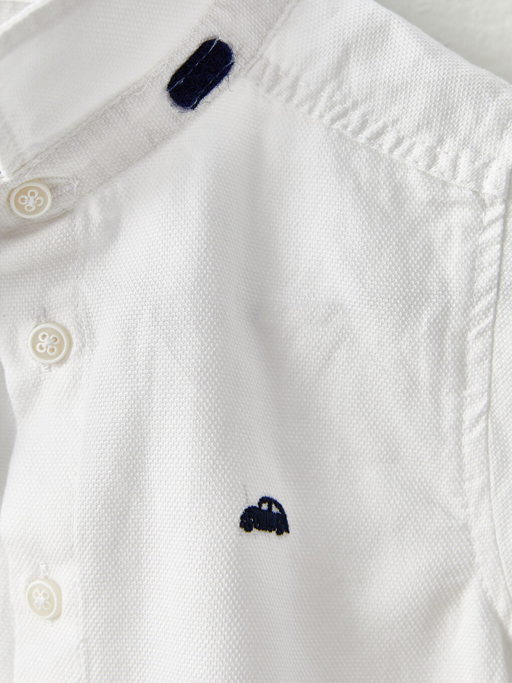 Ekru Kısa Kollu Nakış Detaylı Erkek Bebek Gömlek ve Papyon 2'li-3