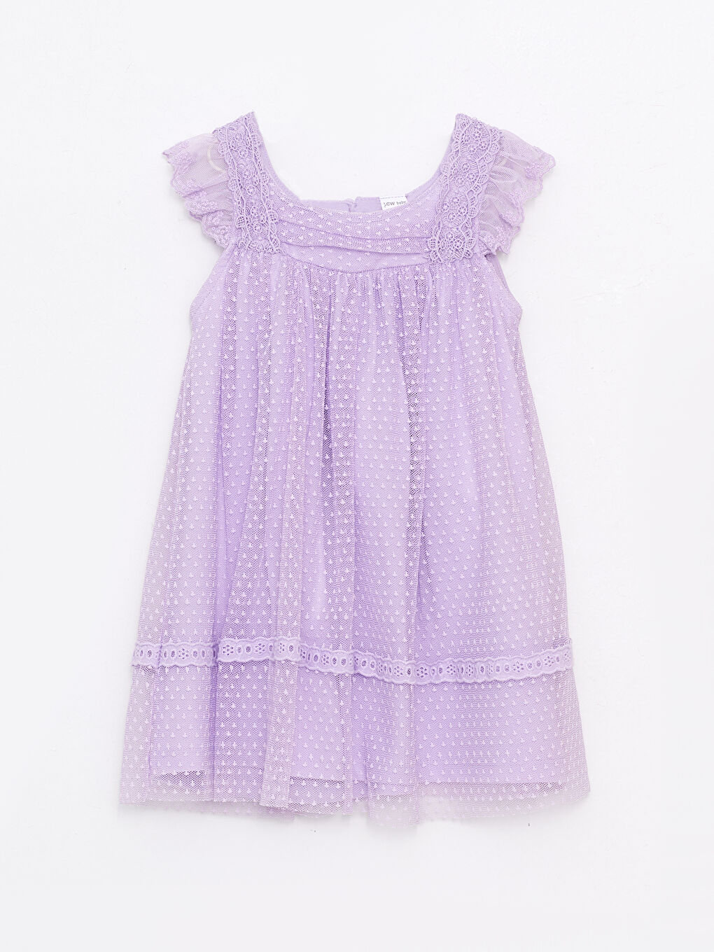 კვადრატული საყელო თასმებიანი ახალშობილი გოგონების კაბა