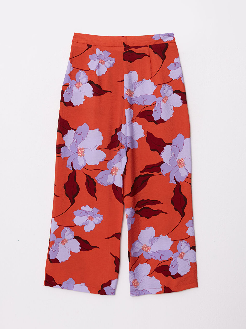 High Waist Standard Fit Floral Women's Trousers-6