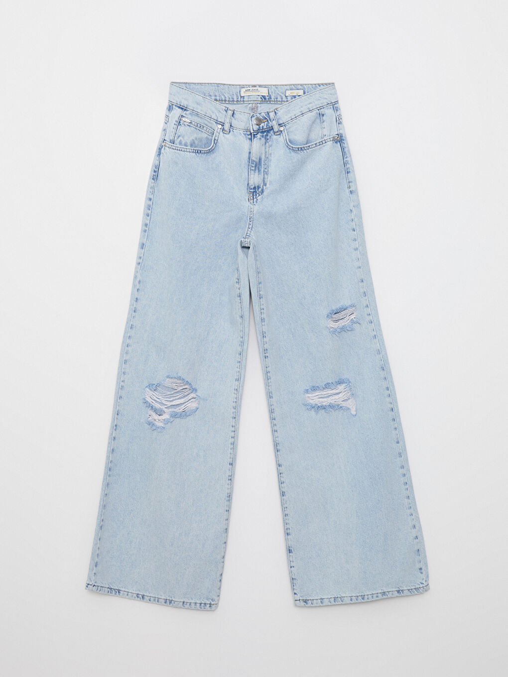 High Waist Wideleg Straight Ripped Detail Women's Rodeo Jeans