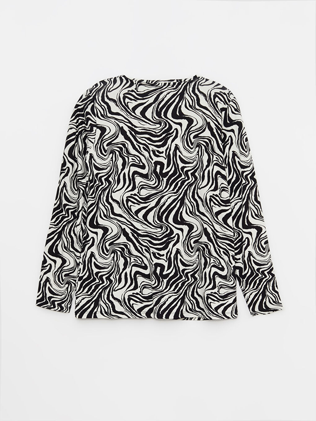 Karışık Bisiklet Yaka Desenli Uzun Kollu Kadın Tişört-6