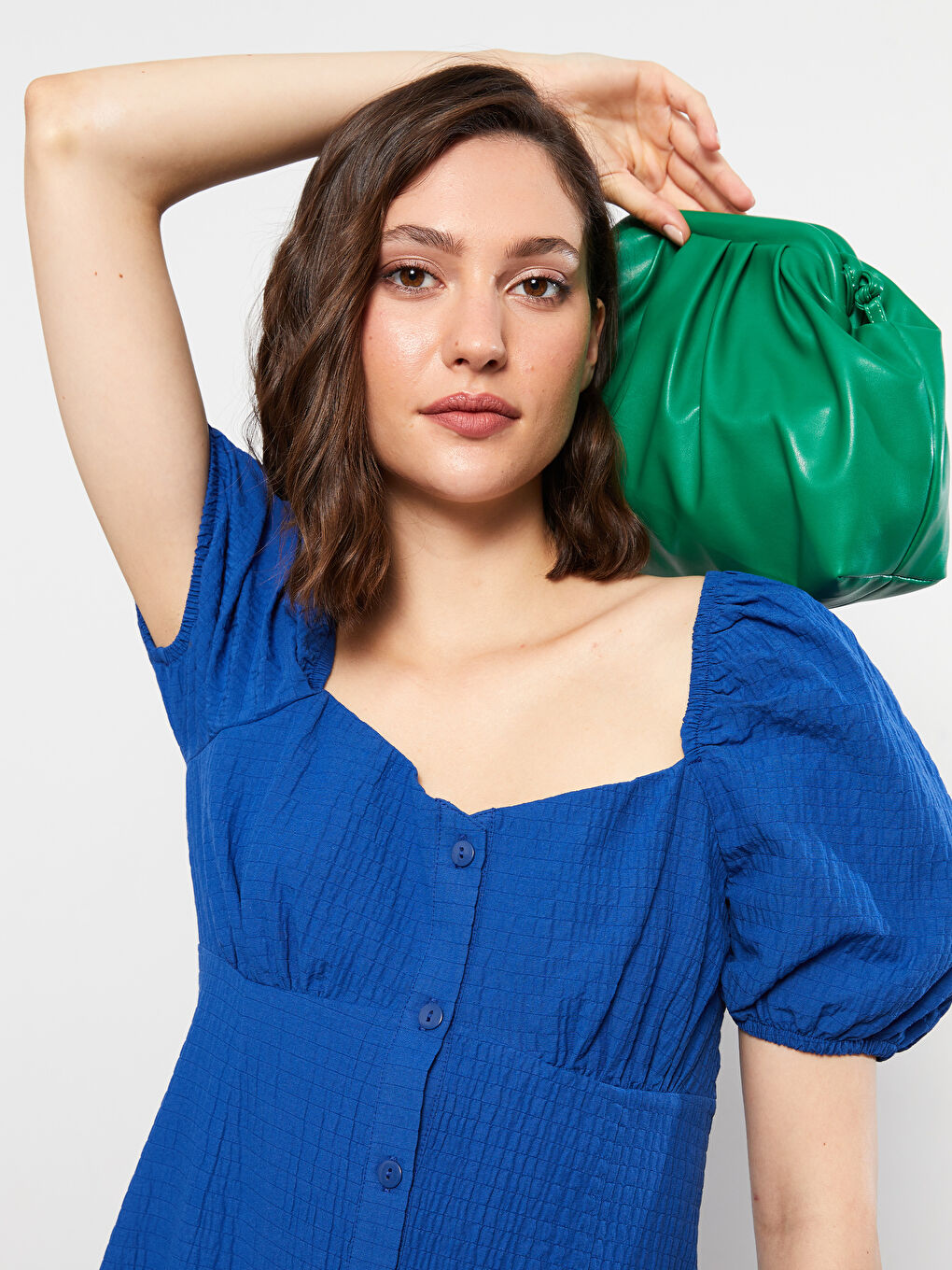 Yeşil Aplike Baskılı Kapüşonlu Tunik