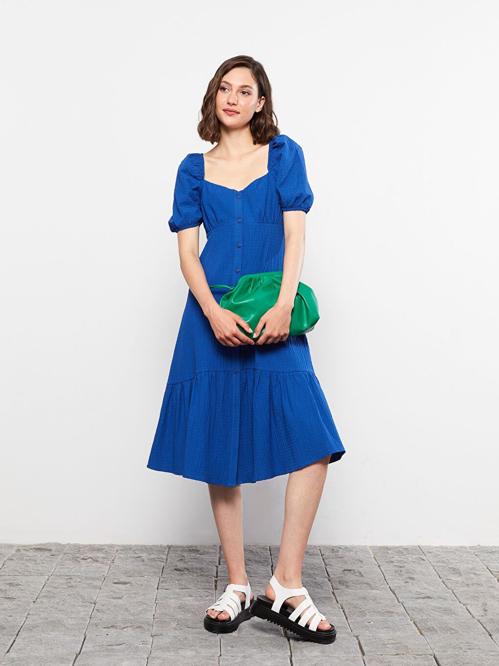 Yeşil Aplike Baskılı Kapüşonlu Tunik-2