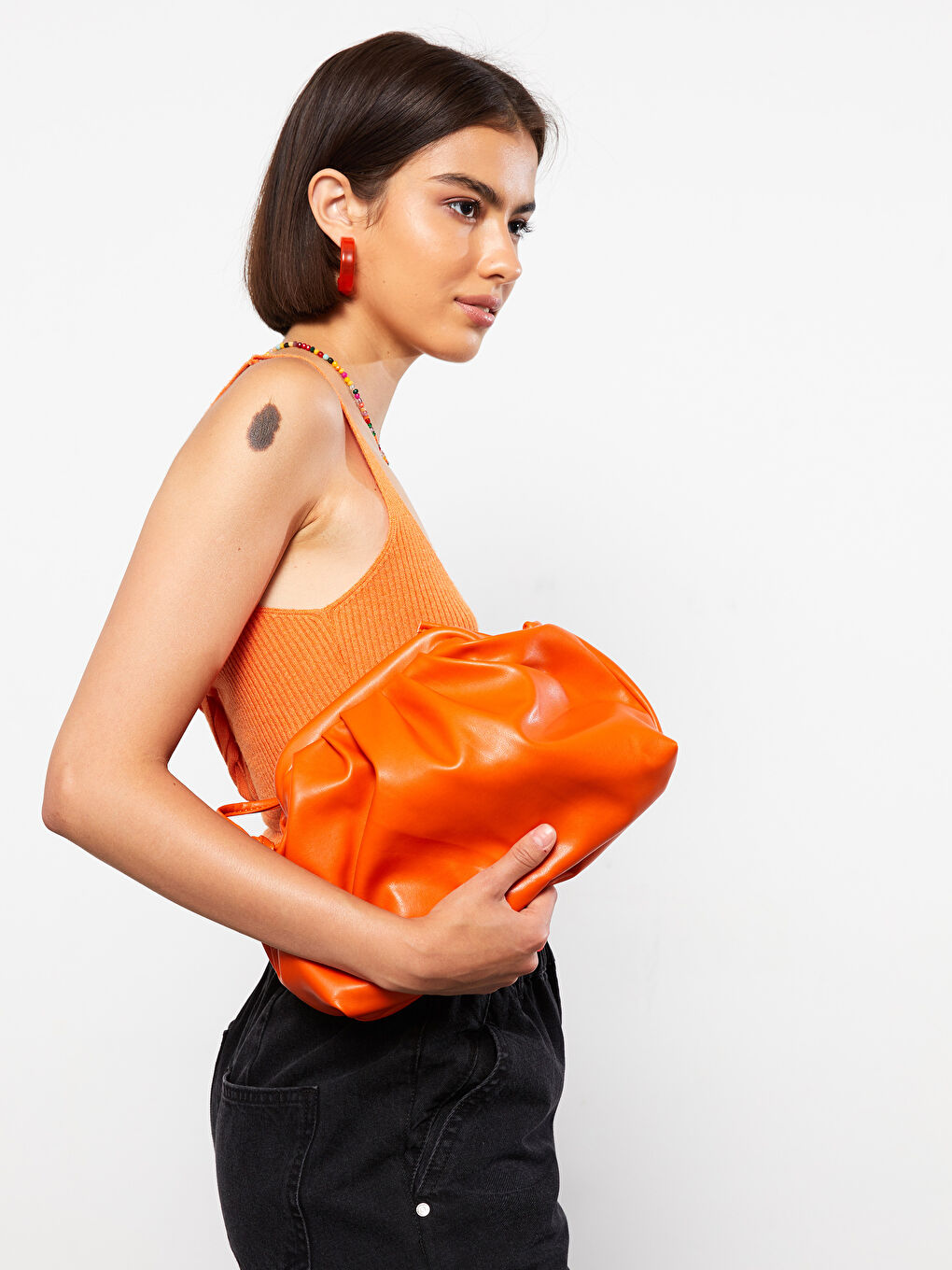 Faux Leather Women's Baguette Bag