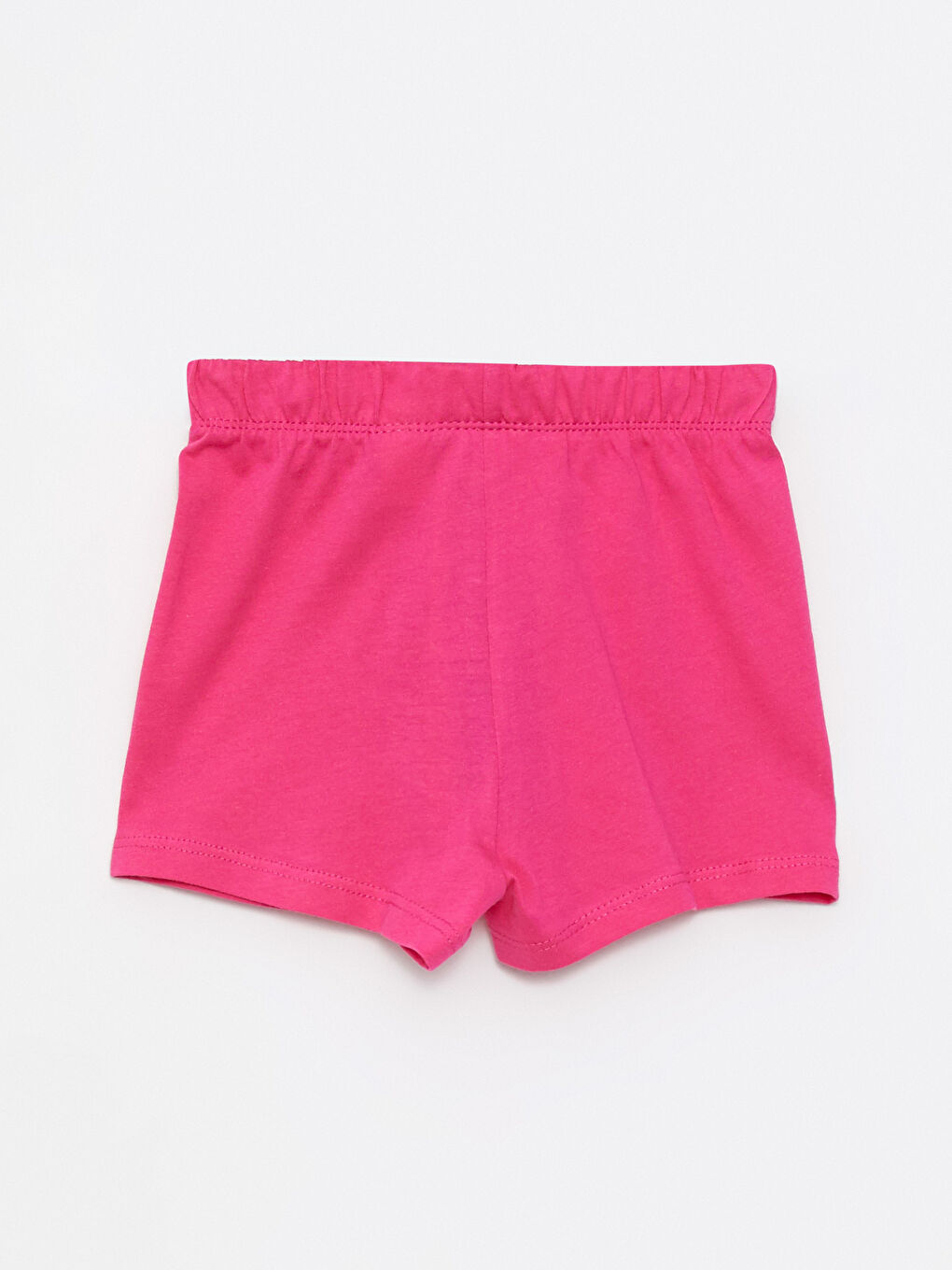 Fuşya Beli Lastikli Basic Kız Bebek Şort-1