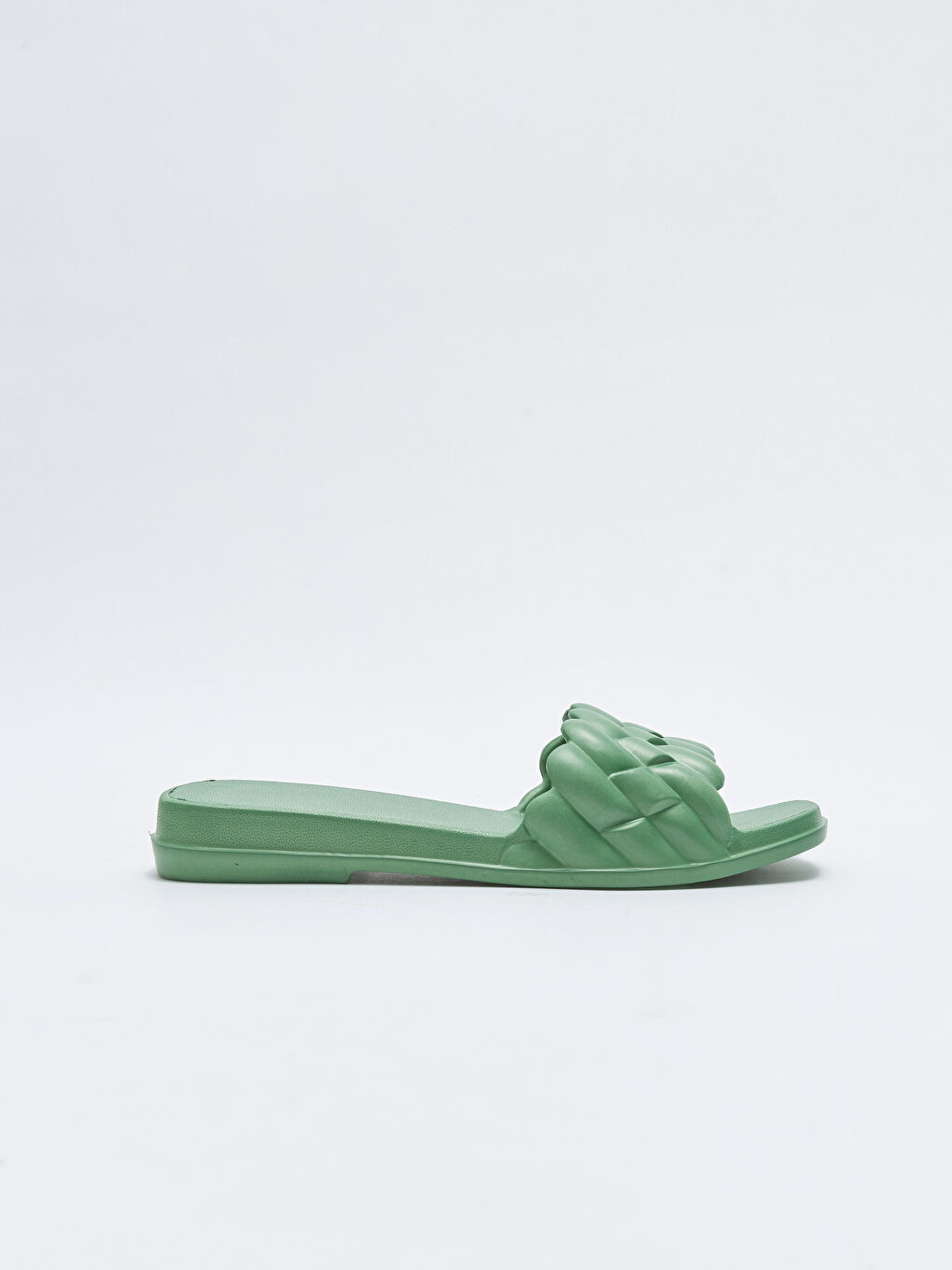 Yeşil Kendinden Desenli Tek Bantlı Kadın Terlik-1