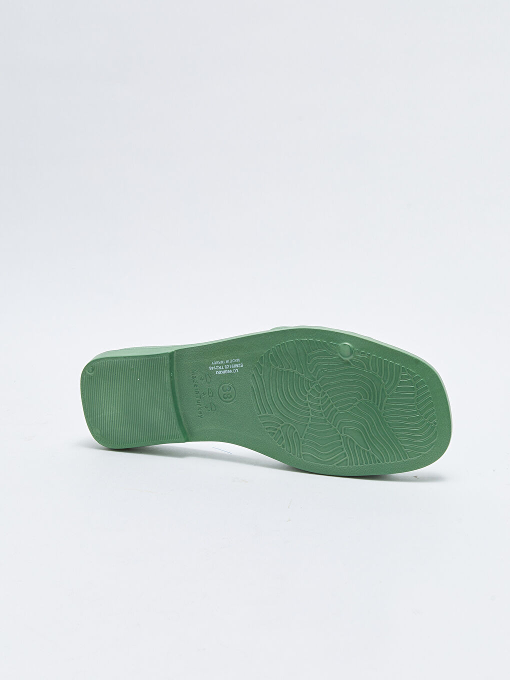 Yeşil Kendinden Desenli Tek Bantlı Kadın Terlik-3