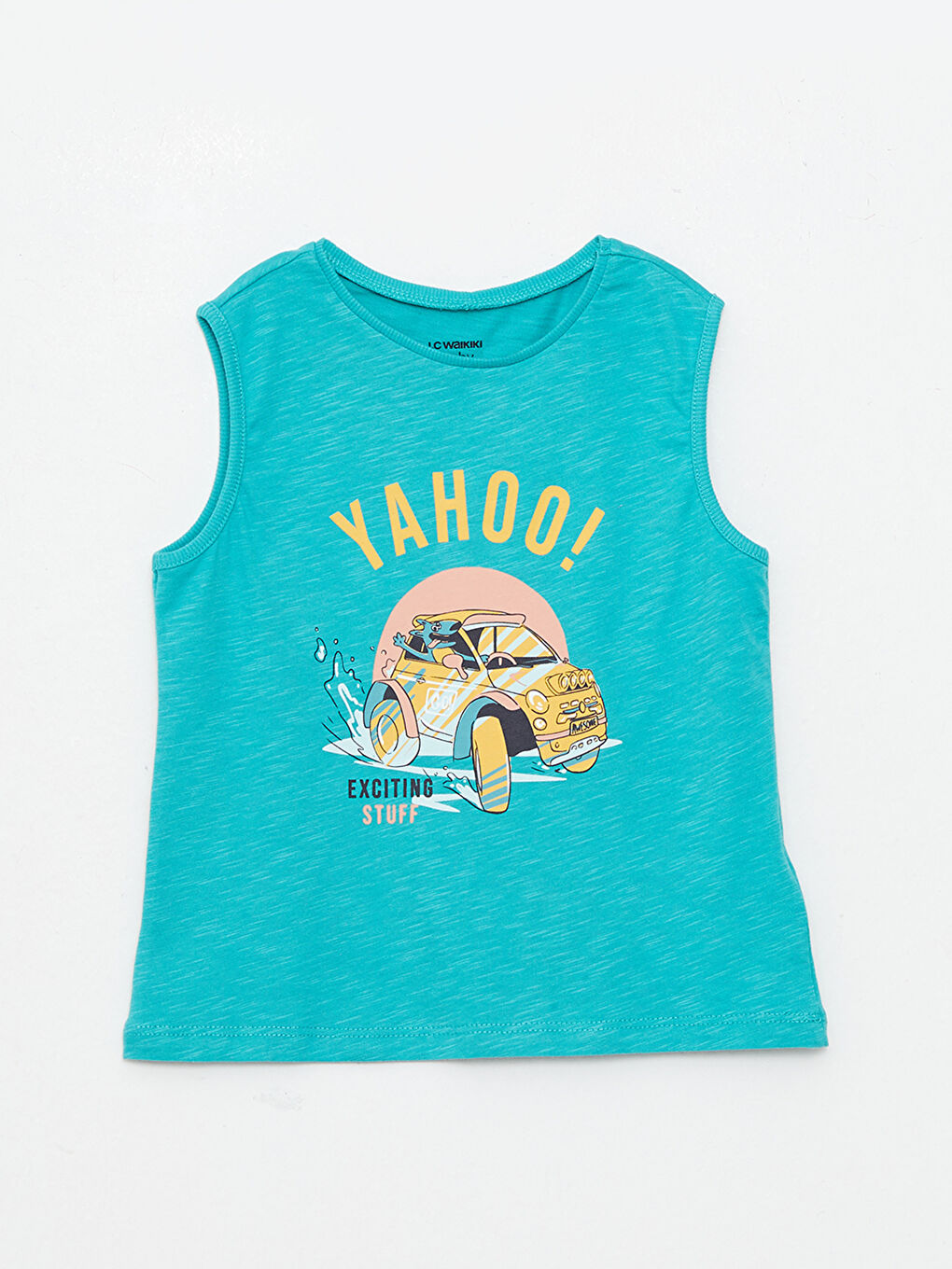 Turkuaz Bisiklet Yaka Baskılı Pamuklu Erkek Bebek Atlet