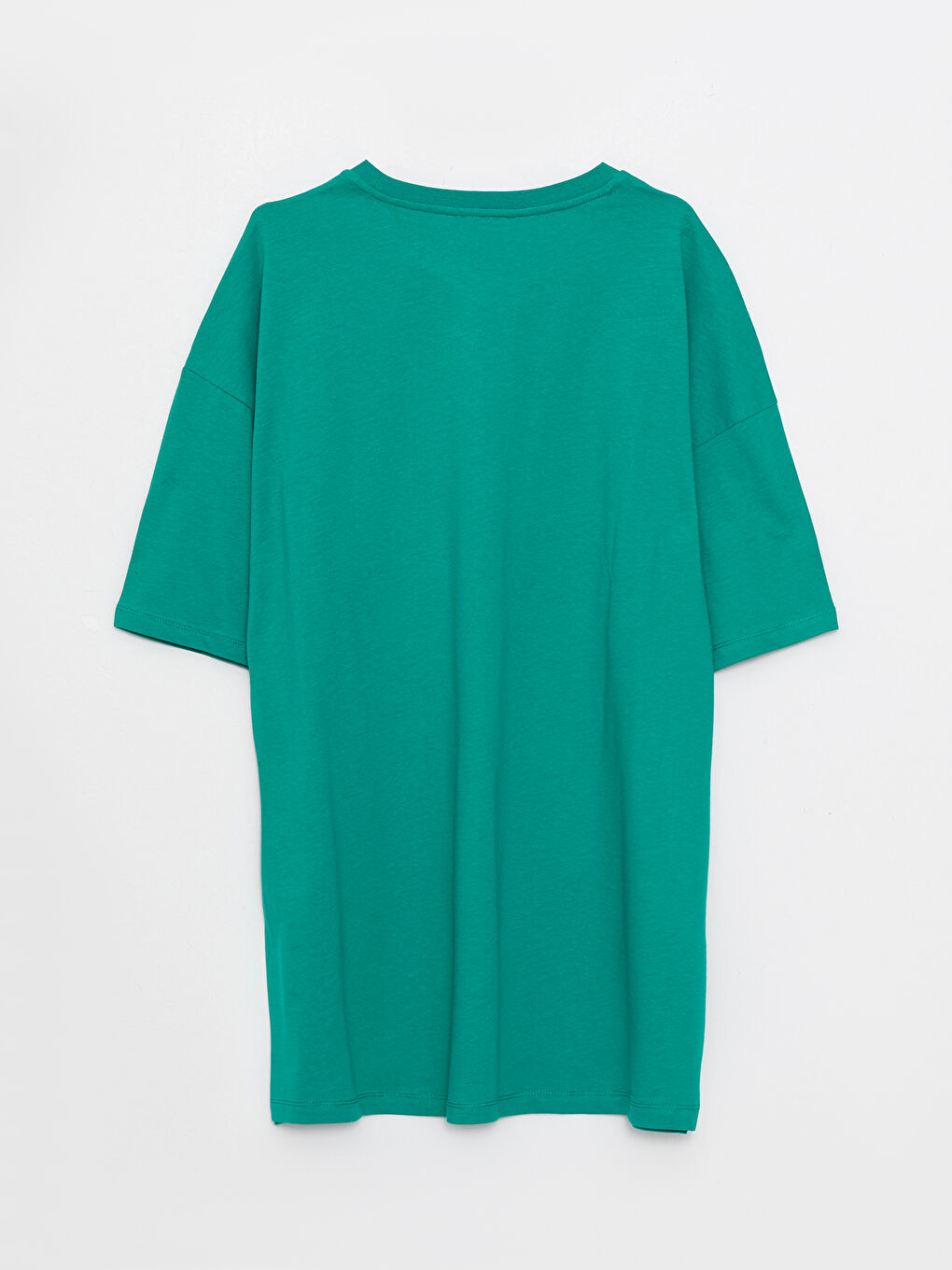 Yeşil Oversize Bisiklet Yaka Kısa Kollu Penye Erkek Tişört-6