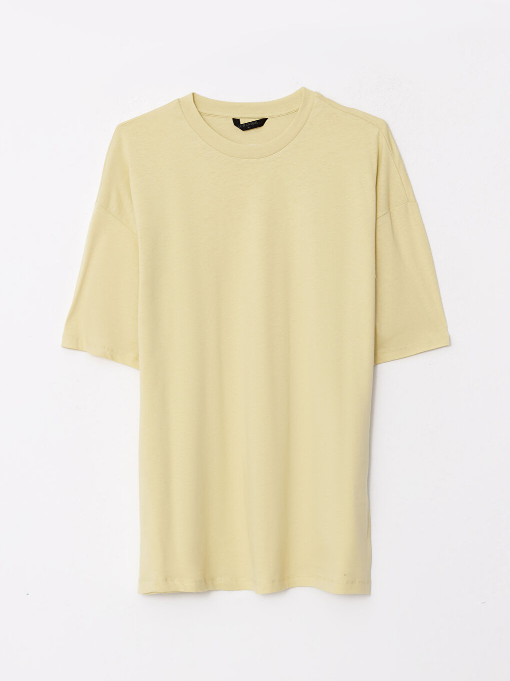 Yeşil Oversize Bisiklet Yaka Kısa Kollu Penye Erkek Tişört-5