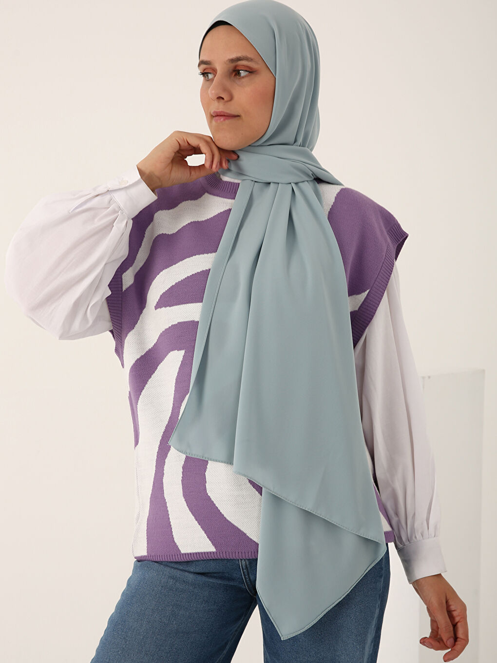 Yeşil Medine İpeği Şal-4