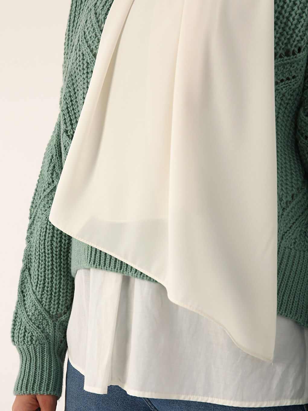 Ekru Medine İpeği Şal-2