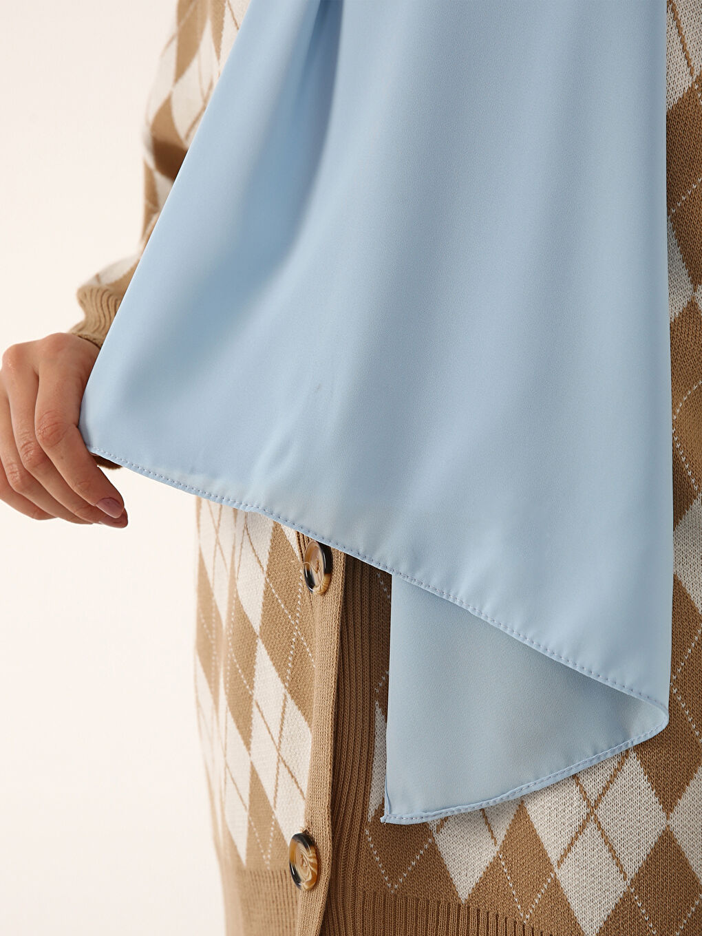 Mavi Medine İpeği Şal-3