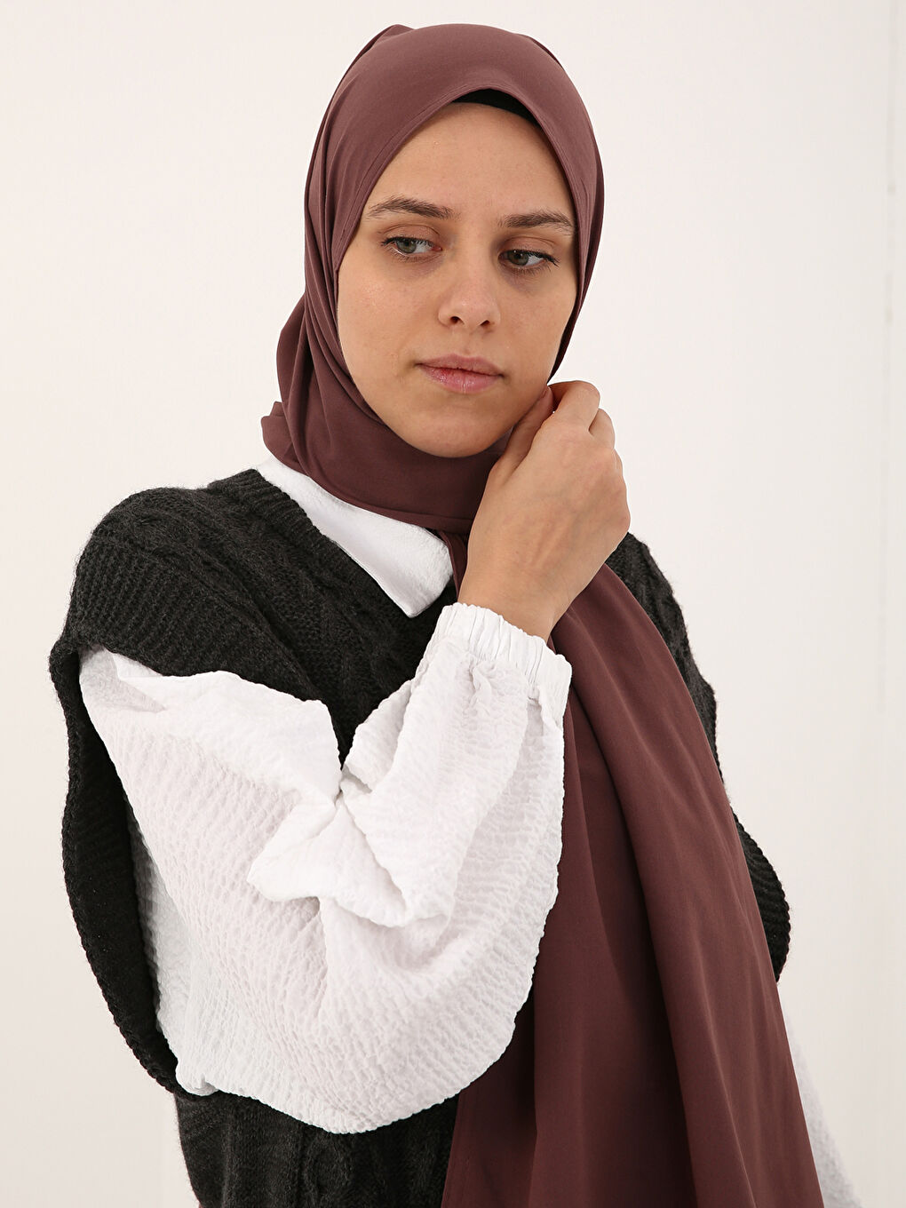 Beyaz Harman Koton Kadın Şal-1