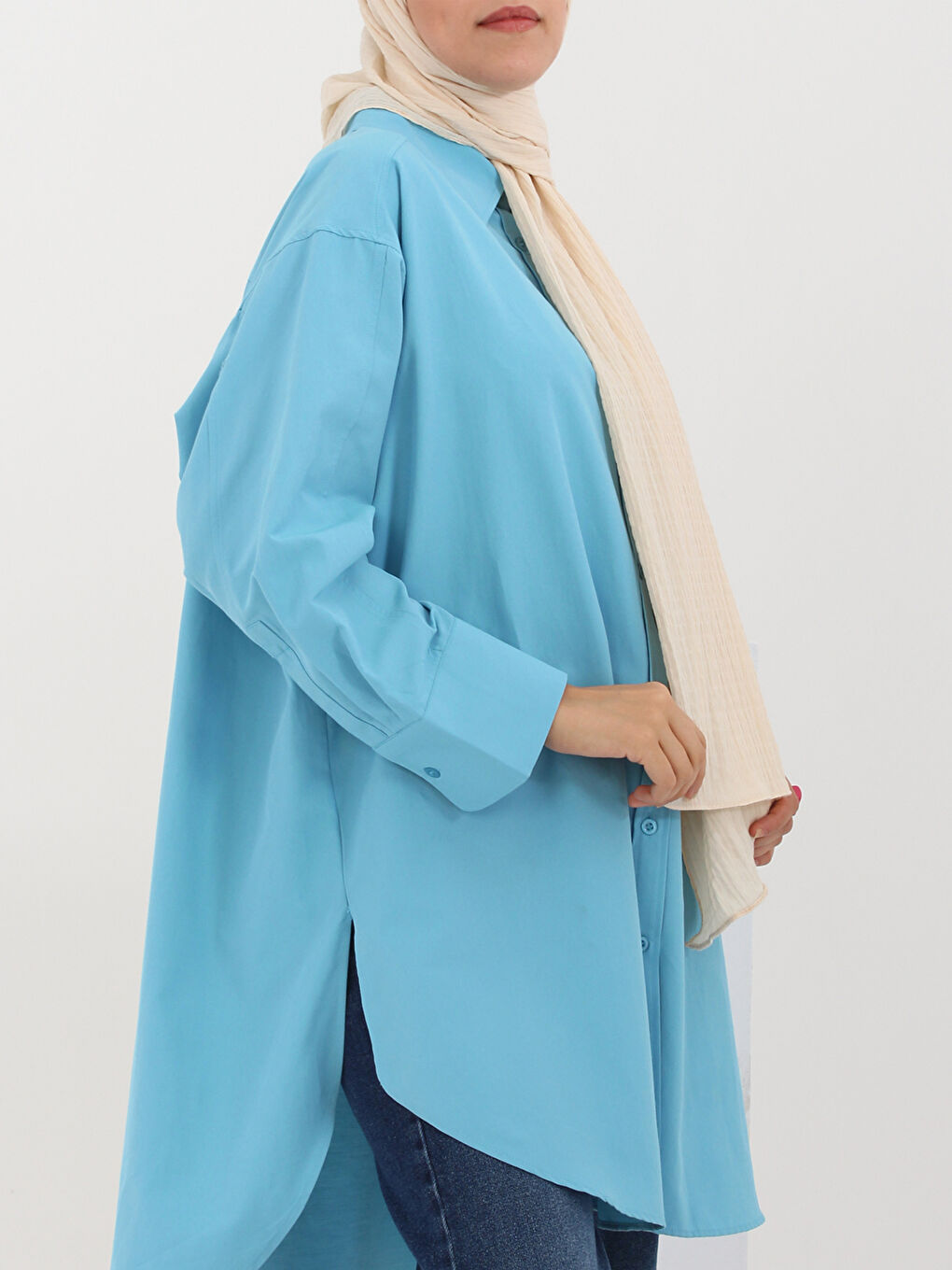 Ekru Naturel Pamuk Kadın Şal-2