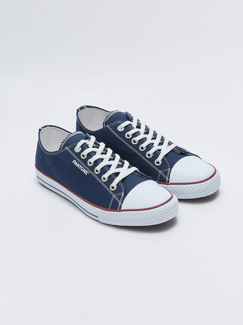 Lacivert Bağcıklı Keten Erkek Spor Ayakkabı-2