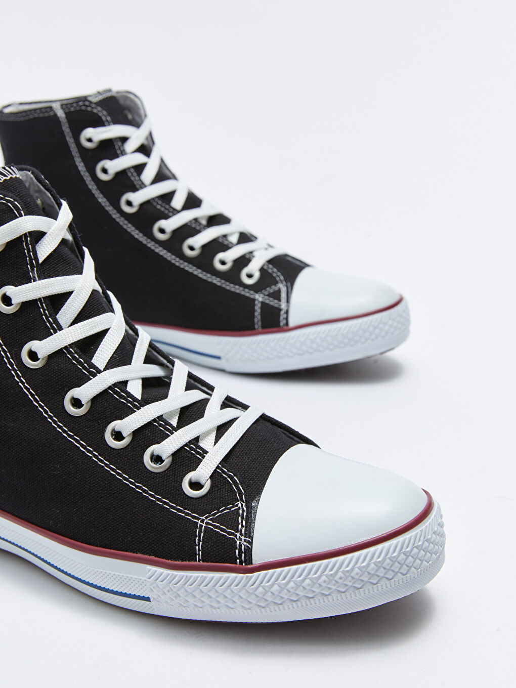 Siyah Bağcıklı Bilekli Keten Erkek Spor Ayakkabı-5