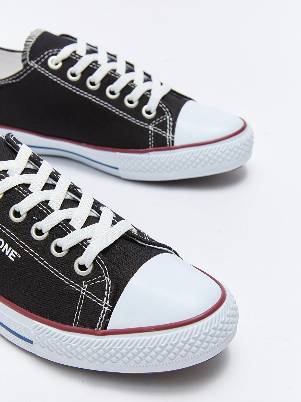 Siyah Bağcıklı Keten Kadın Spor Ayakkabı-2