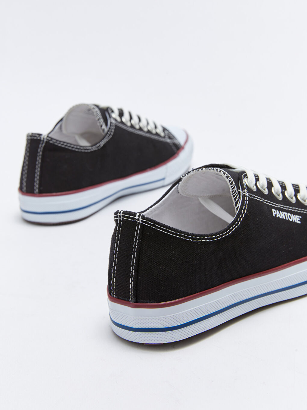 Siyah Bağcıklı Keten Kadın Spor Ayakkabı-4