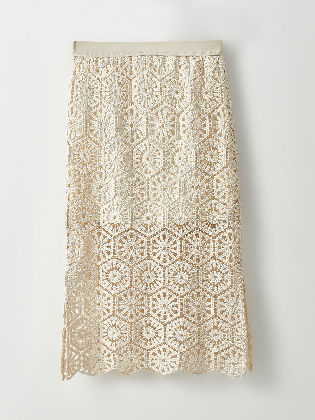 Bej Nakışlı Kadın Kroşe Etek-8